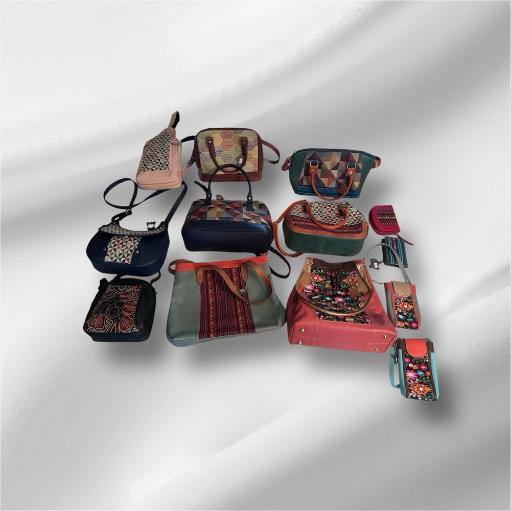 14 purses handmade from all over the world they’re brand new, real leather